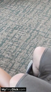 Skinny Brunette Not Happy with the Small Dick She Finds Under His Pants