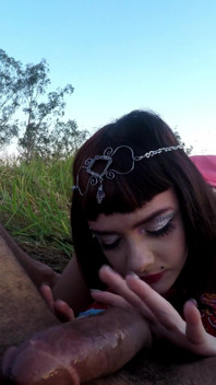 Petite Teen Riding a BBC Outdoors