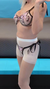Butterfly Lingerie Set with White Pantyhose & Black Stilettos