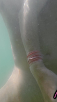 We Got Caught! My Teacher Handjobs My Cock Underwater on Nude Beach