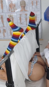 Girl for the First Time at the Gynecologist.