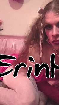 Young Trans Blonde Erin Hawk in White Nylons W/ First Sex Machine and Dildo