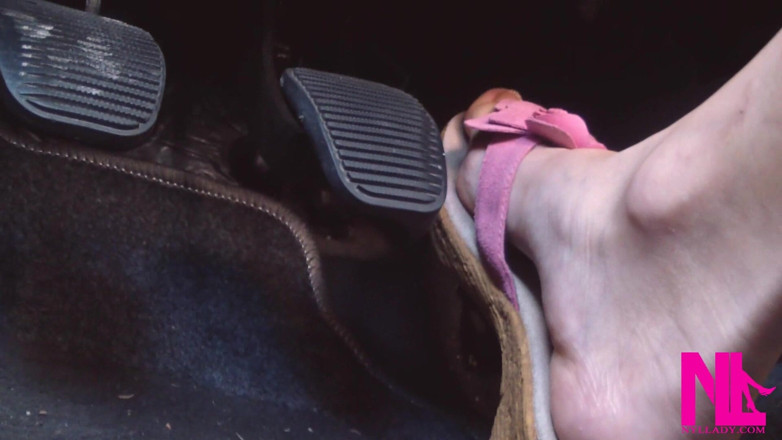 Nyllady: Pedal Pumping in Pink Wedges/flip Flops