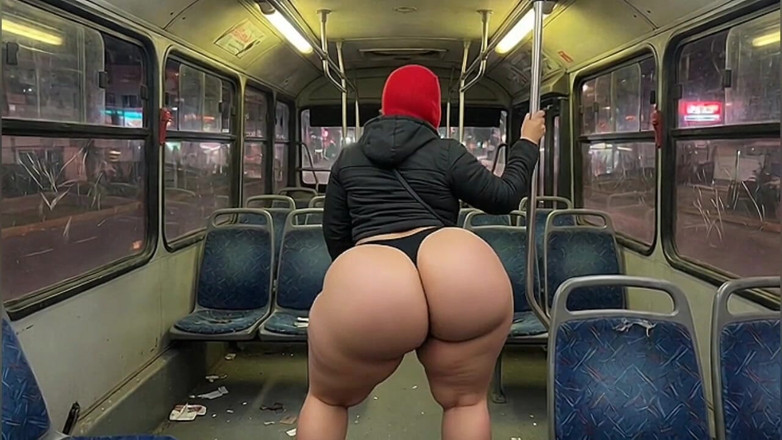 Animate golden: Dívka s velkým zadkem v růžových legínách v autobuse se...