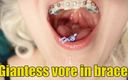 Arya Grander: Diş teli içinde dev kadın vore fetişi