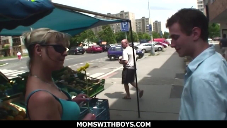 Moms With Boys: European blonde mature double teamed by yung cocks