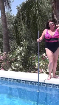 Auntjudys - Busty Redhead MILF Jojo Robinson Goes Skinny Dipping in the Pool