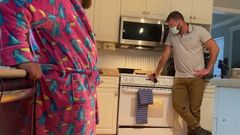 Huzzbearz: Cock Out While Maintance Guy Fixes Oven