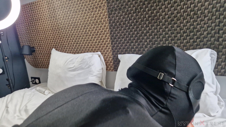 Nylon Xtreme: POV Nora Fox Full Black Zentai Mugger