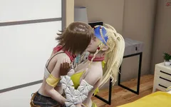 Rikku gets eaten out then strapon fucked by Yuna - Final fantasy x lesbian Hentai.