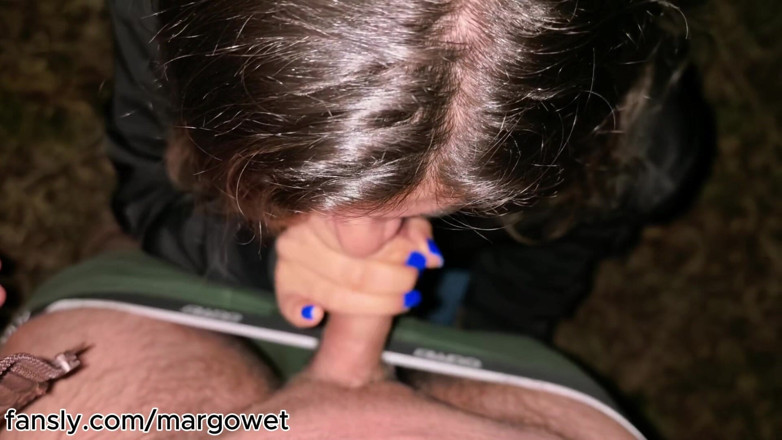 Margo Wet: Park Blowjob &amp; Deepthroat with Cum in Mouth - She Washed My...