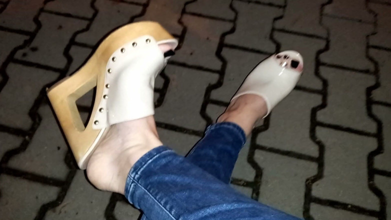 Heelex: Nude High Heel Wedges