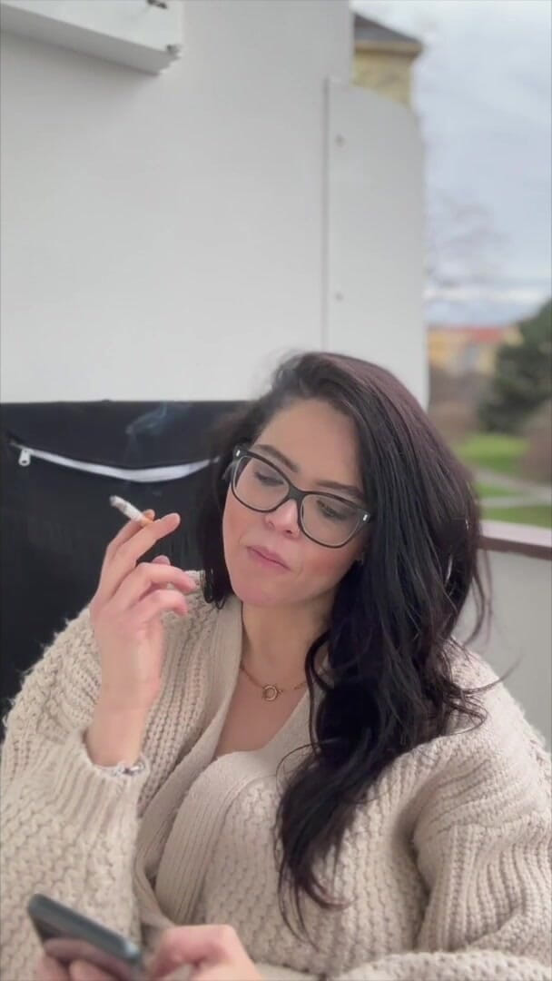 Shione Cooper: Smoking Cigarette in Glasses