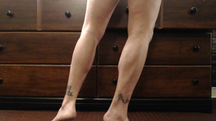 Abby Anna: Beautiful flexed pumped calf muscle