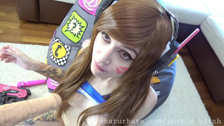 Purple Bitch: D.va gets cum in her mouth and pussy POV
