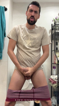Hot Stepdaddy Jerking off and Busting a Thick Load