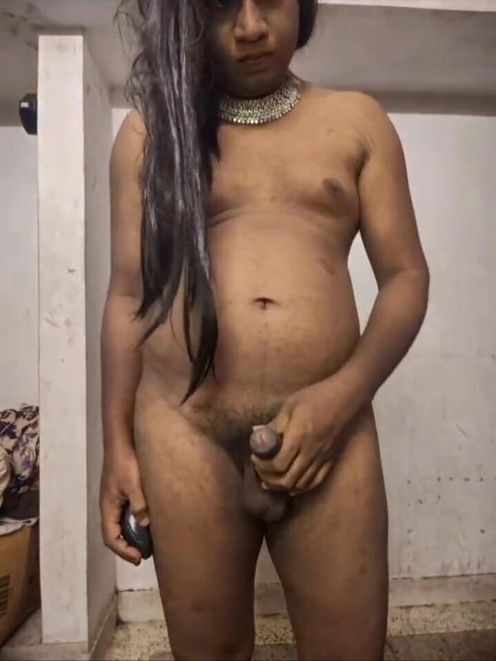 akhilzq: Desi Shemale Strocking Her Dick with Pressing Boobs