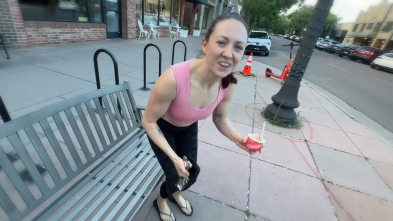 Big Max 8inch: Cumshot on the Roof of Cafe Tinder Date Ends by