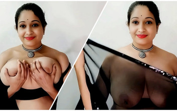FantacyCouple: Bhabhi seksi dikongkek dalam saree hitam panas