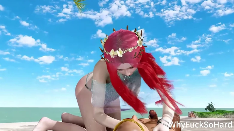 Why fuck so hard: 3D Red Head Asian Slut with Sexy Lingerie Sit on...