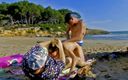 French X: Dreier am strand mit verrücktheit blowjob