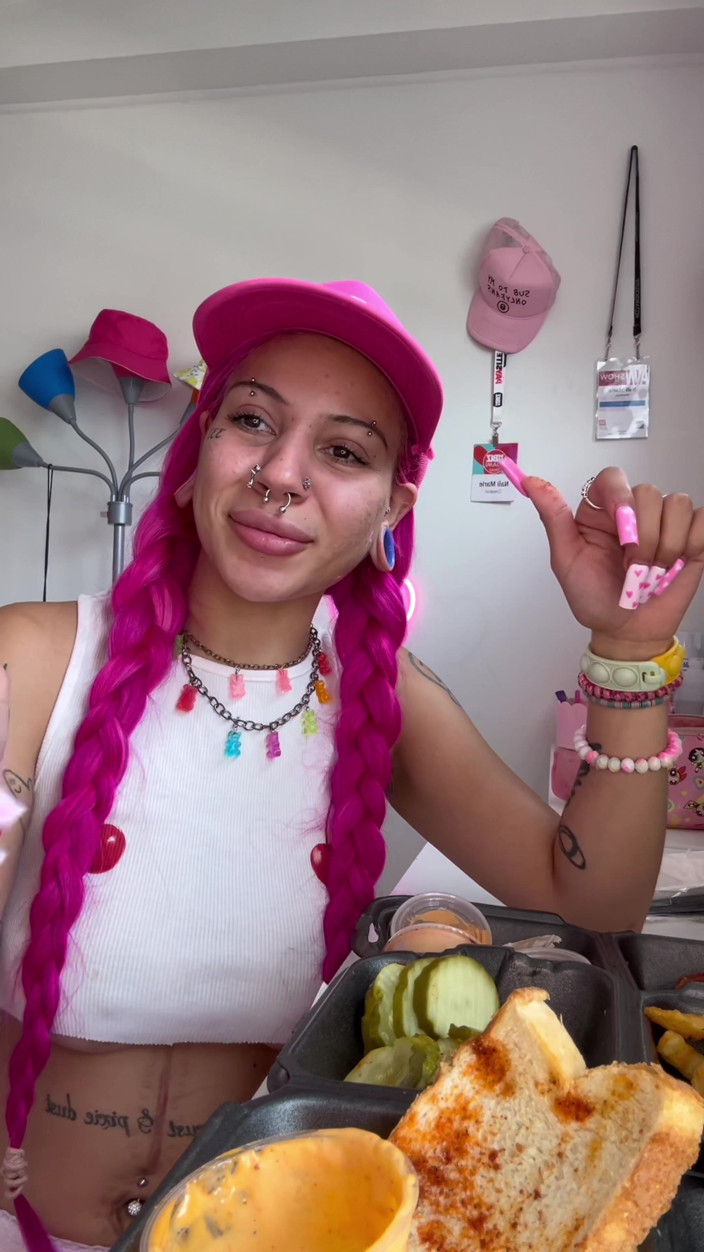 Nali Marie: Eating Mukbang Sploshing Huge Meal Overeating Chicken Cheese Facestuffing Girl...
