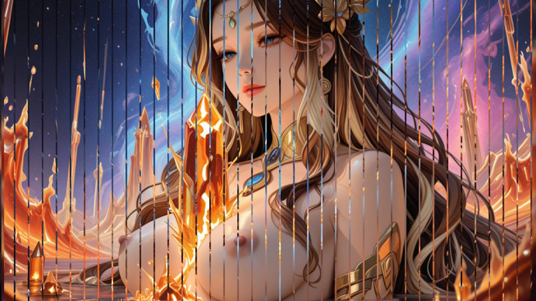 VelvetInk Studio: Tayangan slaid dewi bogel kosmik: Galactic Blue Aura &amp; Molten Crystals -...