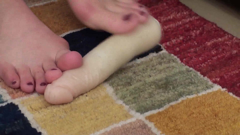 Foot Girls: Crushing dildo with feet