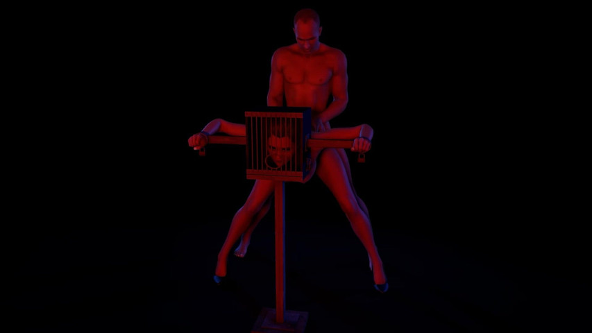 BDSM Bondage Sex Standing Fuck with a Head Cage (Wraith ward)