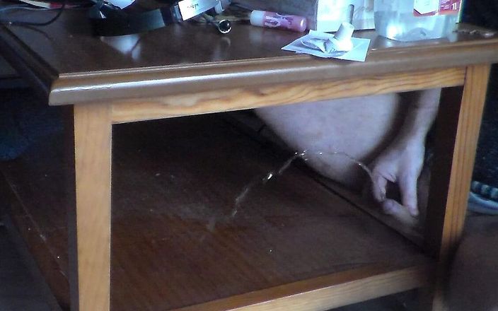 Sex hub male: John is pissing on the table shelf