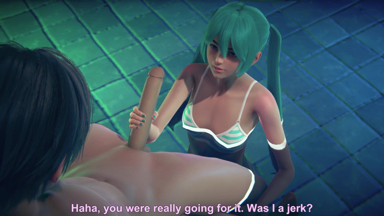 Waifu club 3D: 대물 자지를 따먹는 Miku, 수영장에 사정하고 얼굴에 사정