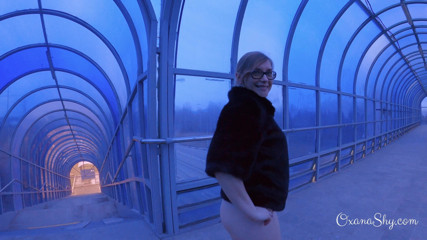 MILF Oxana: Butt plugged slut in an overpass