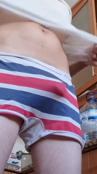 Showing off My Boxers and Bulge in the Kitchen