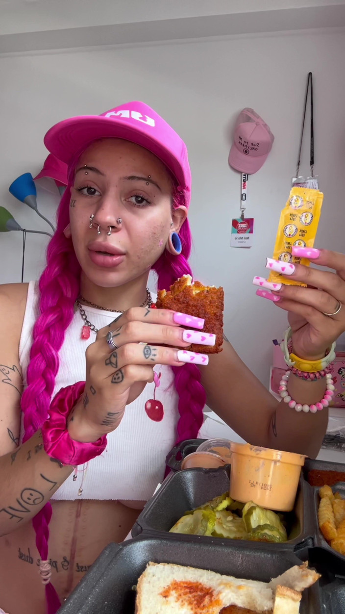 Nali Marie: Eating Mukbang Sploshing Huge Meal Overeating Chicken Cheese Facestuffing Girl...
