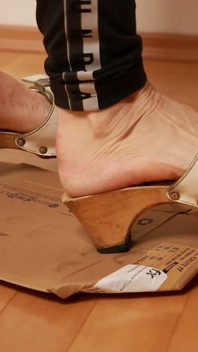 Asmr Wooden Clogs Trample and Crush Shoe Box