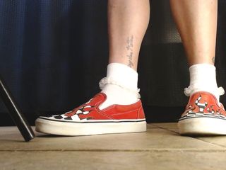 Abby Anna: Ruffled White Socks Vans Flame Sneakers Shoeplay