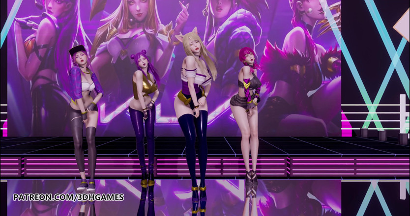 3D-Hentai Games: Girls Day - Something striptiz Ahri, Akali, Evelynn, Kaisa 3d bez cenzury...