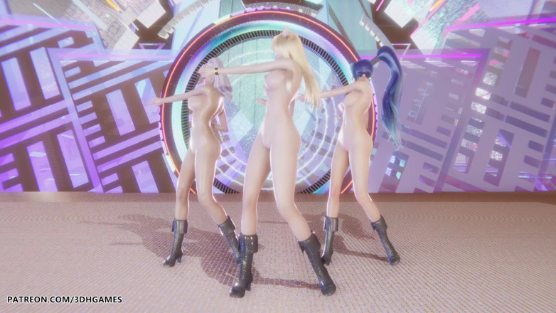 3D-Hentai Games: Kard - Gunshot - Ahri, Kaisa &amp; Evelynn Sexy Nud Dance