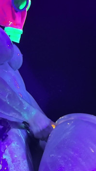 Neon Rave Girl on Girl Dildo Play