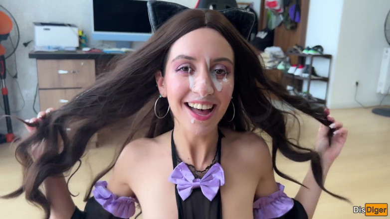Dis Diger: Anime Kitty için çifte penetrasyon sert grup seks bukkake