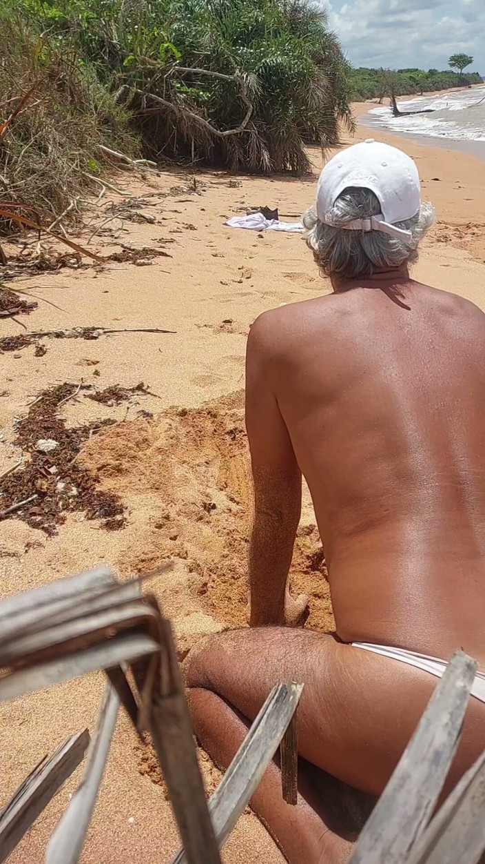 Ladysilvas: Ladysilva Femboy on the Beach Wearing Panties Showing off Her...