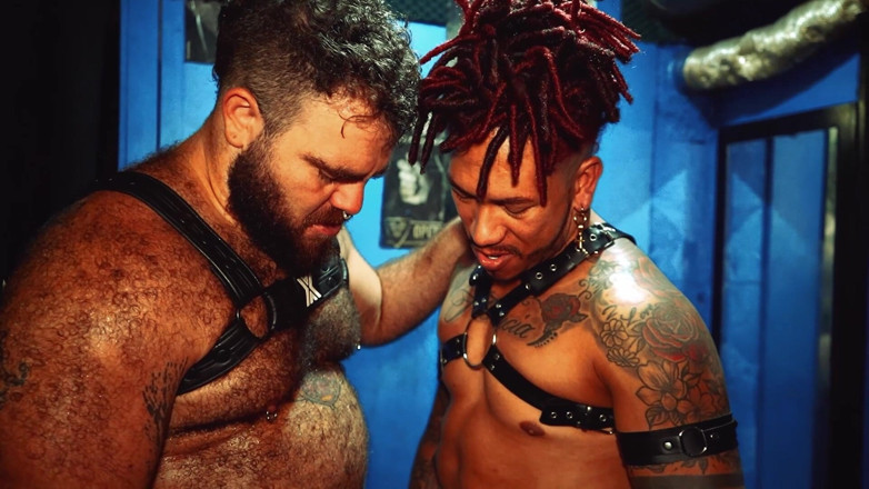 ScruffyStocky: Locker Room Tattooed Bear Drills Deep Bareback