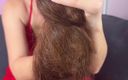 Katy Coast: Sexy Play with Long Hair Using a Comb