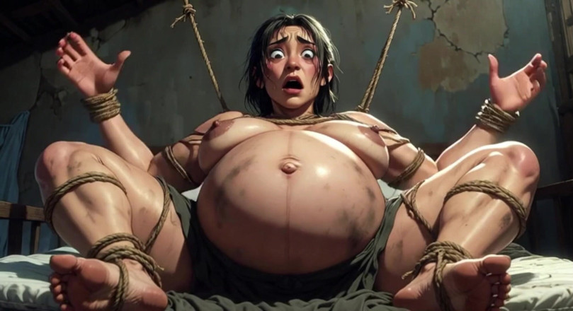 YOUR BEST FANTASY: Fată săracă însărcinată în 9 luni legată în pat - extrem de excitată