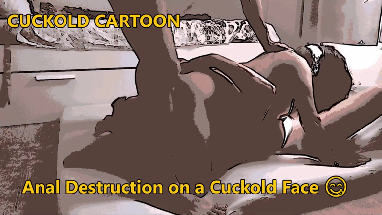 Cuckoby: Dessin animé, destruction anale sur le visage du cocu