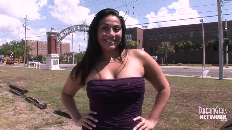 Dream Girls: Thick Nervous Brunette Flashes for First Time