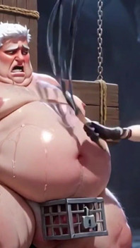 Dominatrix chicoteia escravos amarrados- pênis enjaulado - extrema humilhação