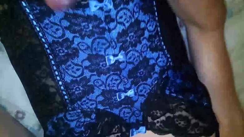 Leatransteen: Anal plug and cum in cum in blue lingerie
