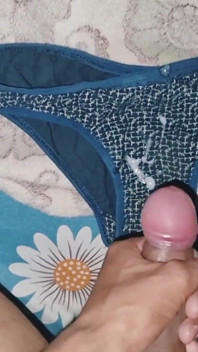 Skinny Sissy Boy Masturbating Using Stepmom's Pantie and Cum on Pantie