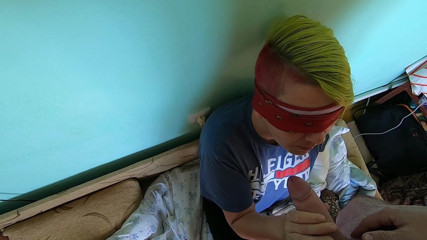 bekycarril: Blindfolded blowjob with cum clean up from her hand